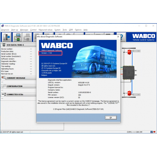 Wabco Diagnostic Software TEBS-E v7.0+Activator