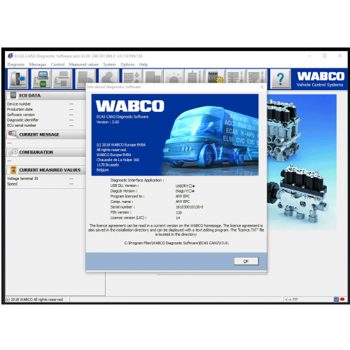 Wabco ToolBox 14.2.1 + ECAS CAN2 v3.00 Diagnostics Software