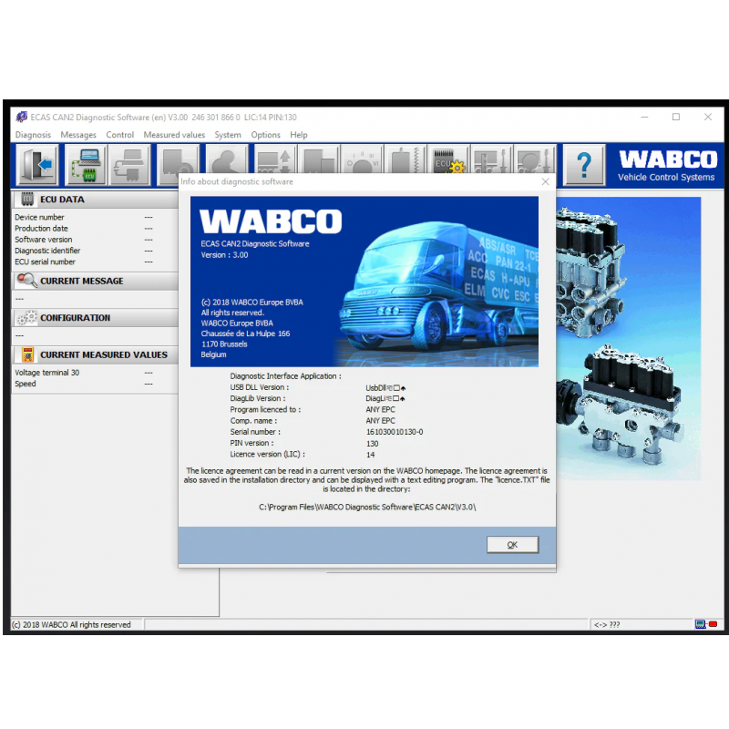 Wabco ToolBox 14.2.1 + ECAS CAN2 v3.00 Diagnostics Software 